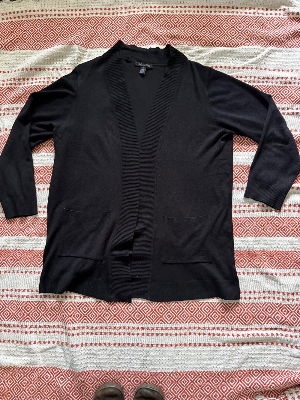 Lane Bryant Black Open-Front Long Cardigan